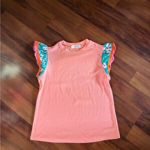 Colorful Ruffle Sleeve Blouse